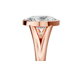 Rose gold Bezel Set Oval Cut Solitaire Ring with Tapered Band