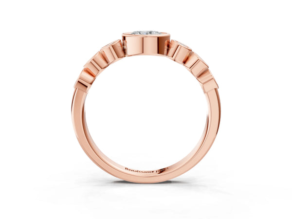 Rose gold Bezel Set Oval Diamond Half Eternity Band