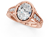 Rose gold Bezel Set Oval Diamond Milgrain Pave Engagement Ring_35