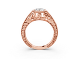 Rose gold Bezel Set Oval Diamond Milgrain Pave Engagement Ring_37