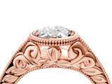 Rose gold Bezel Set Oval Diamond Milgrain Pave Engagement Ring_38