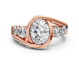 Rose gold Bezel Set Oval Diamond Split Shank Ring_3