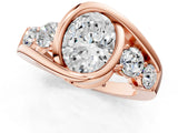 Rose gold Bezel Set Oval Diamond Split Shank Ring_4