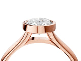 Rose gold Bezel Set Oval Solitaire Diamond Ring with Smooth Band 5