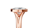 Rose gold Bezel Set Oval Solitaire Diamond Ring with Smooth Band