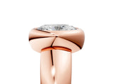 Rose gold Bezel Set Oval Solitaire Ring with Wide Band 1