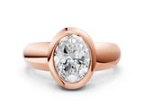 Rose gold Bezel Set Oval Solitaire Ring with Wide Band 2
