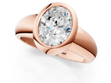 Rose gold Bezel Set Oval Solitaire Ring with Wide Band 3