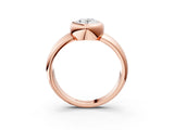 Rose gold Bezel Set Oval Solitaire Ring with Wide Band 5