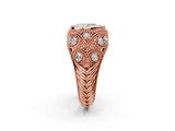Rose gold Bezel Set Pear Cut Diamond Milgrain Band Ring_11