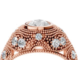 Rose gold Bezel Set Pear Cut Diamond Milgrain Band Ring_13