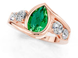 Rose gold Bezel Set Pear Cut Diamond Split Shank Ring_1