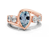 Rose gold Bezel Set Pear Cut Diamond Split Shank Ring