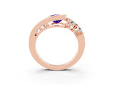 Rose gold Bezel Set Pear Cut Diamond Split Shank Ring_11