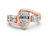 Rose gold Bezel Set Pear Cut Diamond Split Shank Ring_12