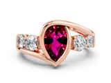 Rose gold Bezel Set Pear Cut Diamond Split Shank Ring_12