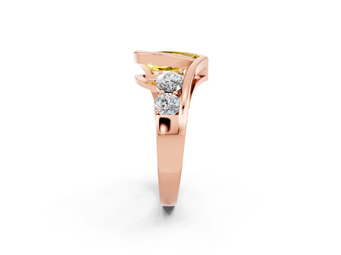 Rose gold Bezel Set Pear Cut Diamond Split Shank Ring_12