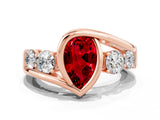 Rose gold Bezel Set Pear Cut Diamond Split Shank Ring_12
