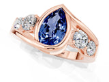 Rose gold Bezel Set Pear Cut Diamond Split Shank Ring_12