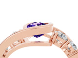 Rose gold Bezel Set Pear Cut Diamond Split Shank Ring_12