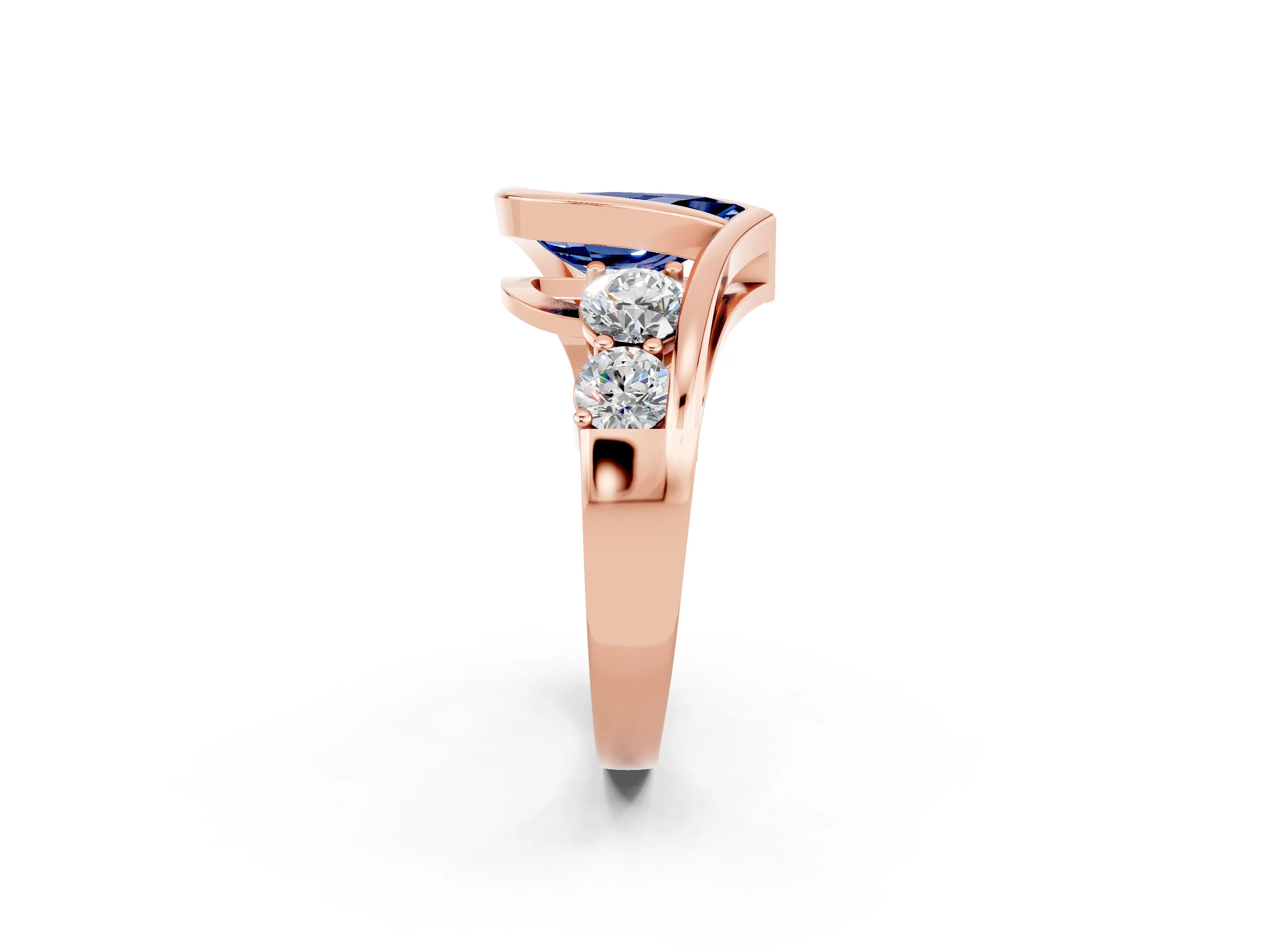 Rose gold Bezel Set Pear Cut Diamond Split Shank Ring_13