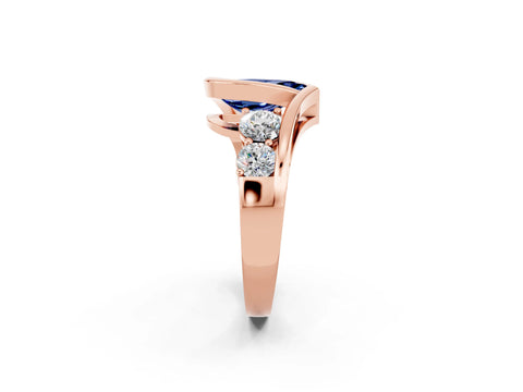 Rose gold Bezel Set Pear Cut Diamond Split Shank Ring_13