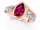 Rose gold Bezel Set Pear Cut Diamond Split Shank Ring_13