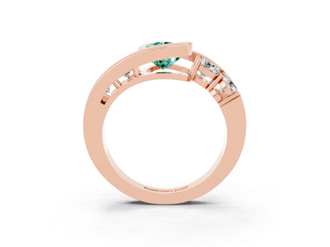 Rose gold Bezel Set Pear Cut Diamond Split Shank Ring_13