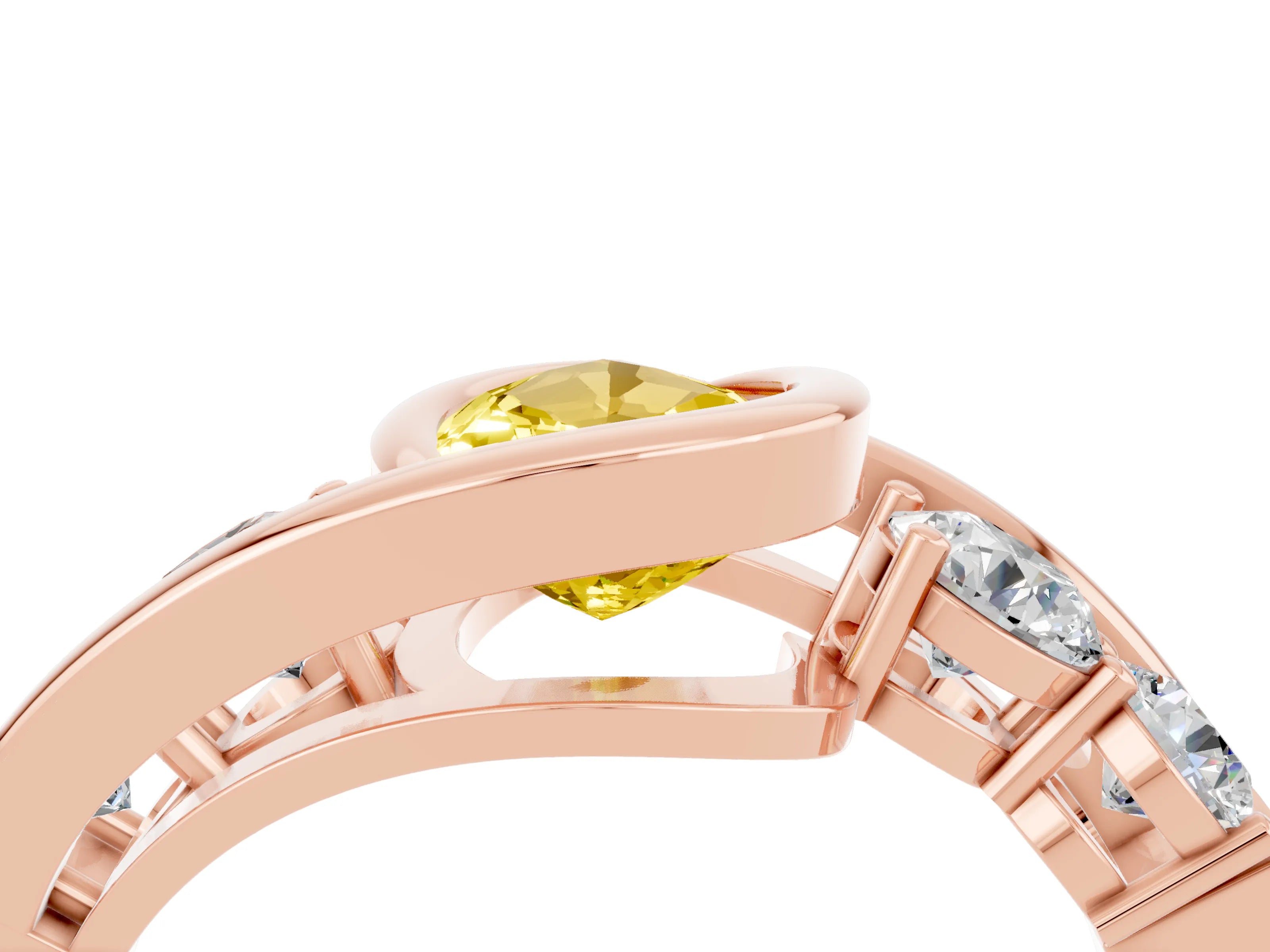 Rose gold Bezel Set Pear Cut Diamond Split Shank Ring_14