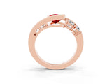 Rose gold Bezel Set Pear Cut Diamond Split Shank Ring_15
