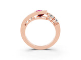 Rose gold Bezel Set Pear Cut Diamond Split Shank Ring_15