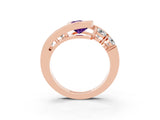 Rose gold Bezel Set Pear Cut Diamond Split Shank Ring_15