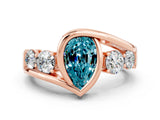 Rose gold Bezel Set Pear Cut Diamond Split Shank Ring