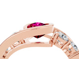 Rose gold Bezel Set Pear Cut Diamond Split Shank Ring_16