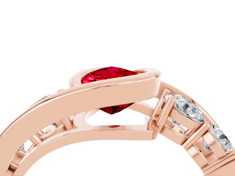 Rose gold Bezel Set Pear Cut Diamond Split Shank Ring_16
