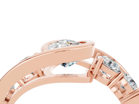 Rose gold Bezel Set Pear Cut Diamond Split Shank Ring_16