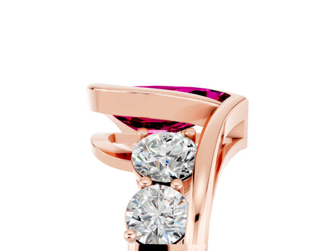 Rose gold Bezel Set Pear Cut Diamond Split Shank Ring_17