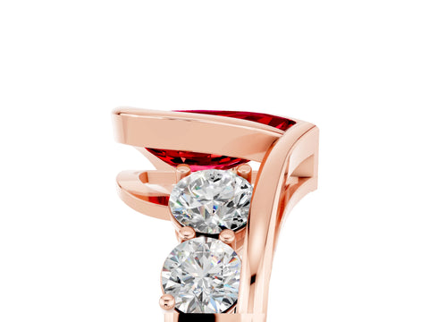 Rose gold Bezel Set Pear Cut Diamond Split Shank Ring_17