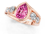 Rose gold Bezel Set Pear Cut Diamond Split Shank Ring_1