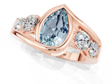 Rose gold Bezel Set Pear Cut Diamond Split Shank Ring_1