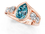 Rose gold Bezel Set Pear Cut Diamond Split Shank Ring_1