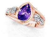 Rose gold Bezel Set Pear Cut Diamond Split Shank Ring_1