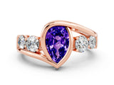 Rose gold Bezel Set Pear Cut Diamond Split Shank Ring_20