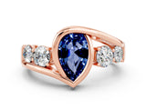Rose gold Bezel Set Pear Cut Diamond Split Shank Ring_23