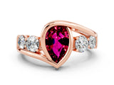 Rose gold Bezel Set Pear Cut Diamond Split Shank Ring_24