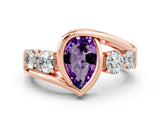 Rose gold Bezel Set Pear Cut Diamond Split Shank Ring_24