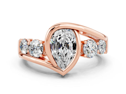 Rose gold Bezel Set Pear Cut Diamond Split Shank Ring_24