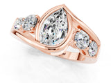 Rose gold Bezel Set Pear Cut Diamond Split Shank Ring_25
