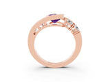 Rose gold Bezel Set Pear Cut Diamond Split Shank Ring_27
