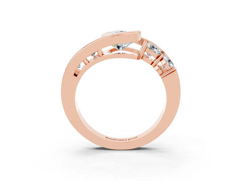 Rose gold Bezel Set Pear Cut Diamond Split Shank Ring_27